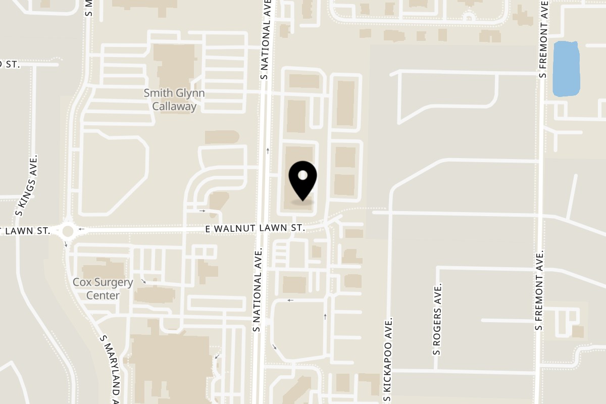 Map showing the location of Açaí Eatz on 3354 S National Ave Ste c in Springfield